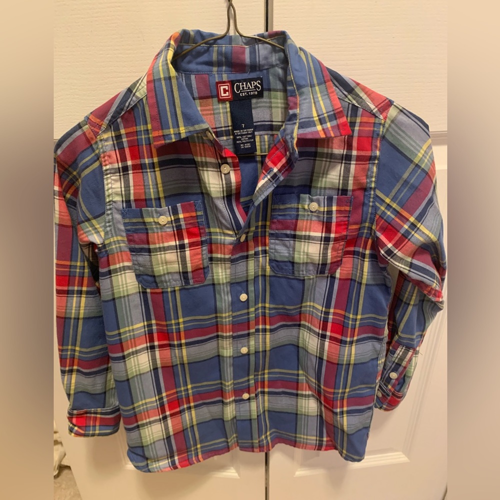 Chaps Plaid long sleeve shirts- Boys size: 7 - Excellent Used Condition